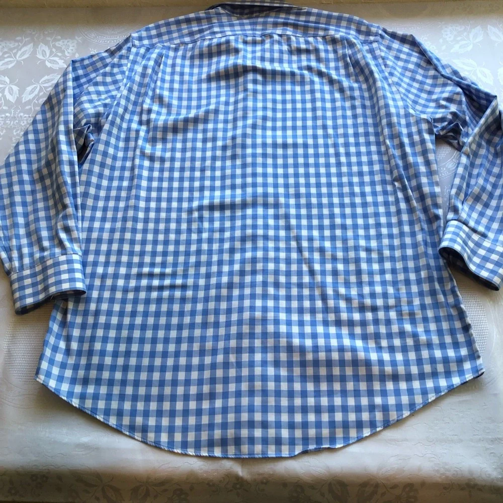 Nordstrom Wrinkle-Free Blue/White Checkered Button-Up Shirt Men’s Size 16.5 34